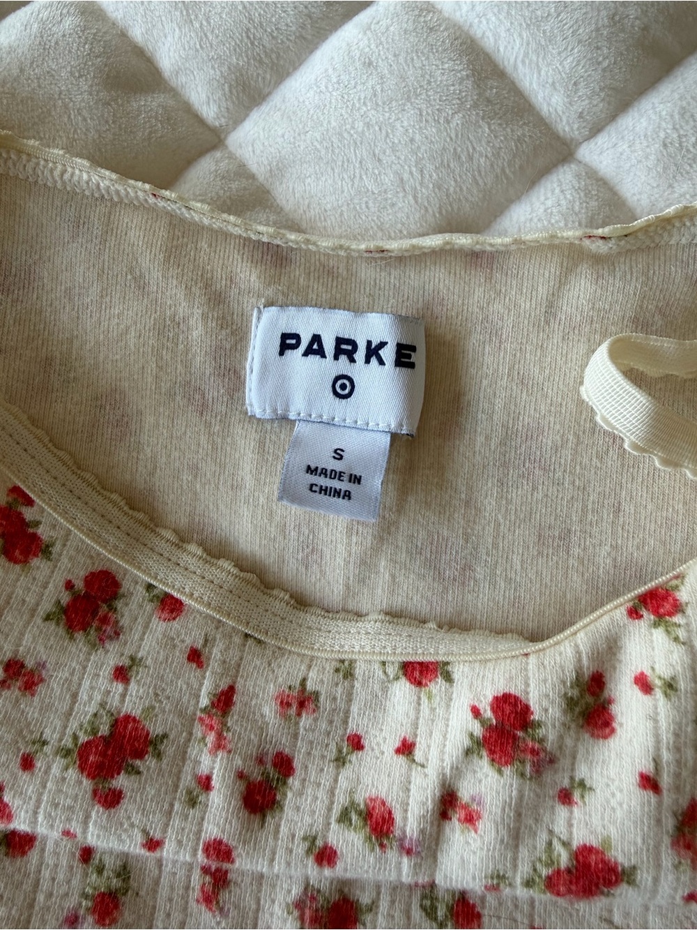 Parke x Target Pointelle Cream Floral Set with Red Flower Print - Picture 6 of 7